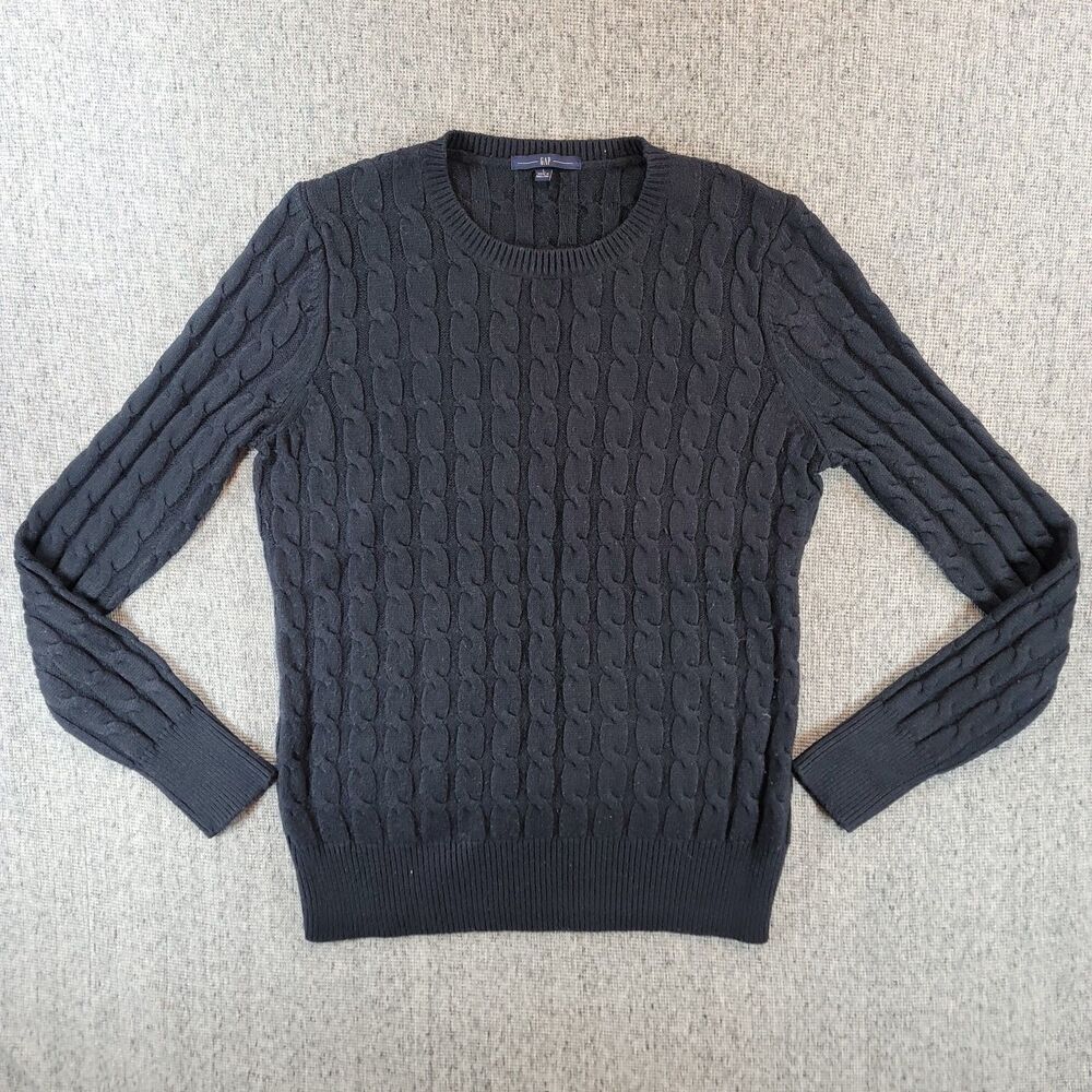 Gap Cable Knit Sweater Womens L Large Navy Blue Angora Blend Retro Cozy Y2K